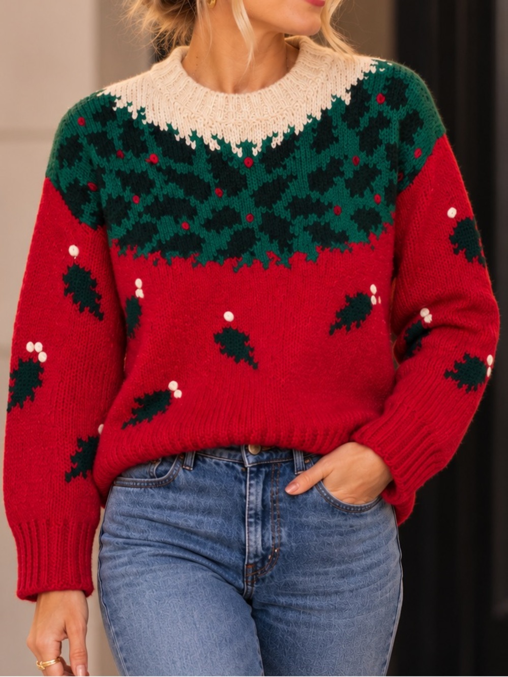 American Eagle 100% Wool Fair Isle Christmas Sweater — Size S